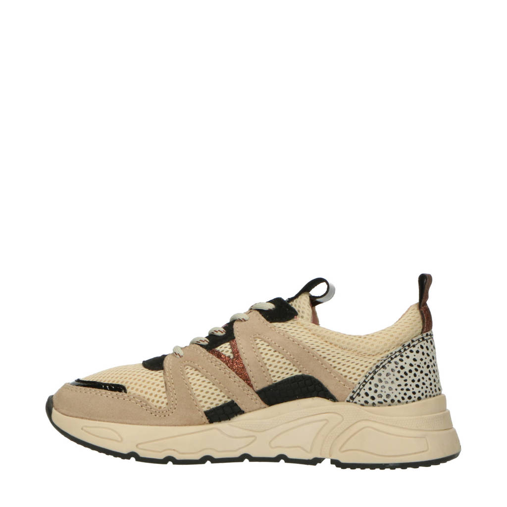 PS Poelman chunky leren sneakers beige/zwart