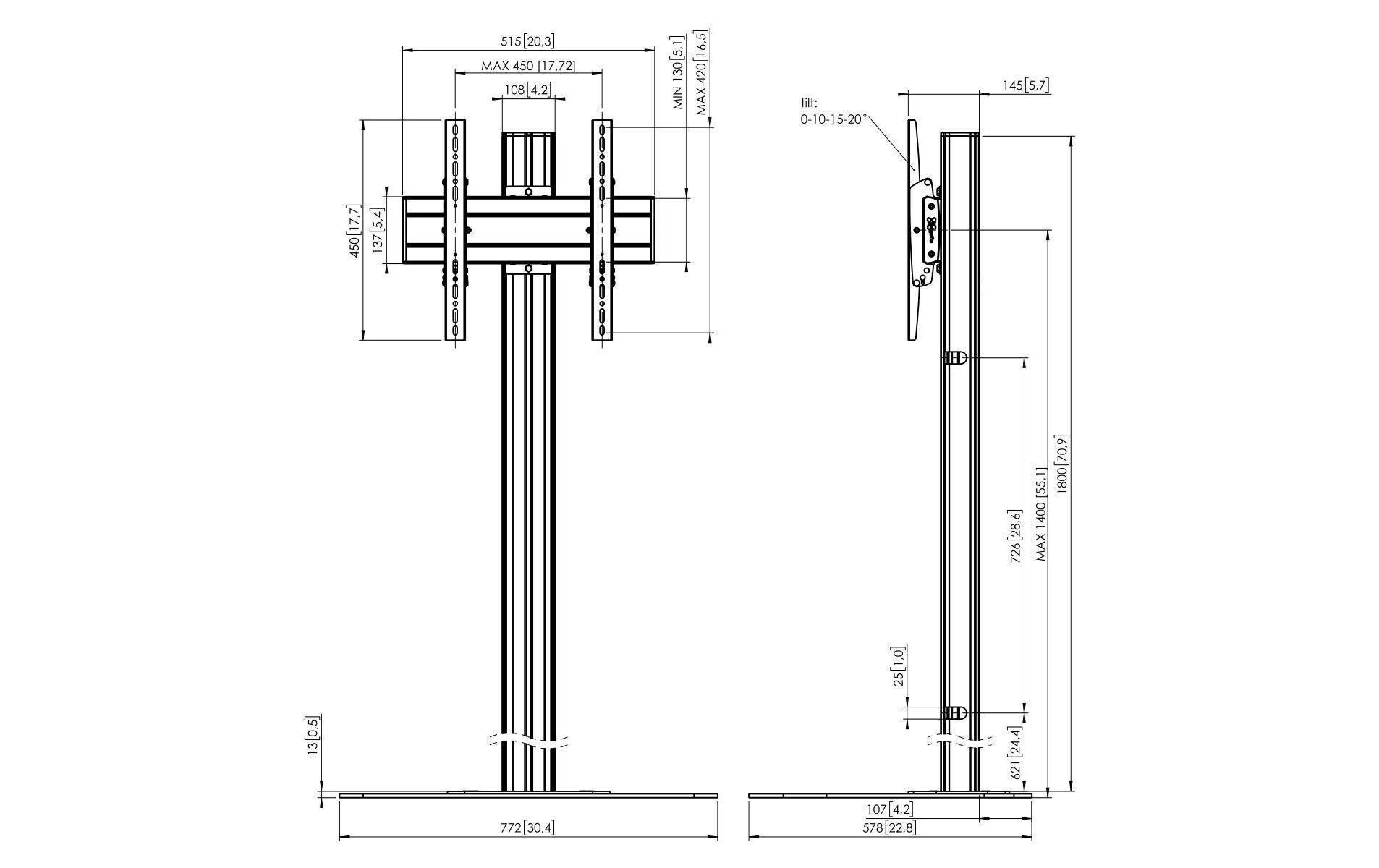 Standfuss F1844B Schwarz<br>Standfuss für Fernsehgeräte mit einem Bildschirmdurchmesser von bis zu 65 Zoll