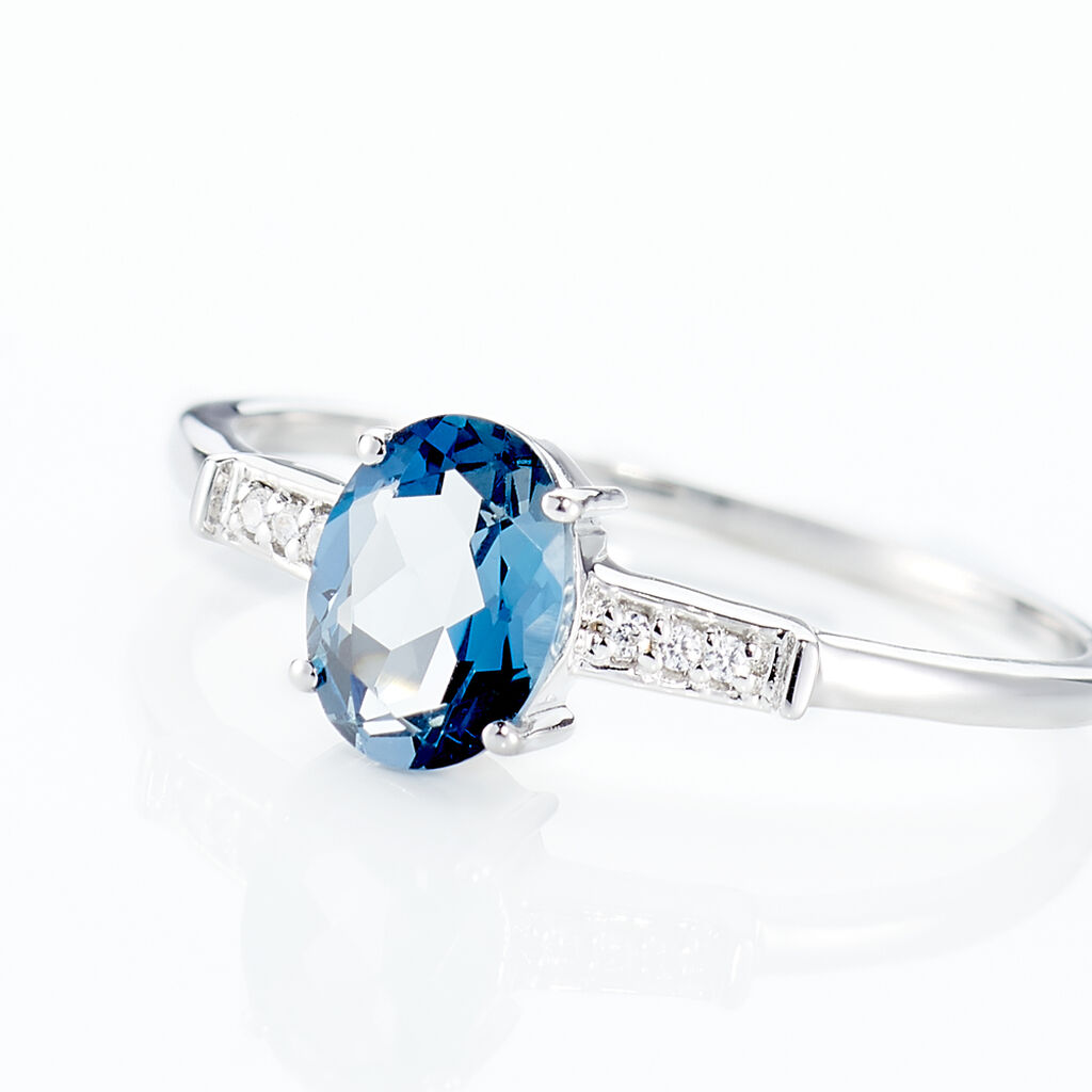 Bague Royanne Or Blanc Topaze Et Oxyde De Zirconium