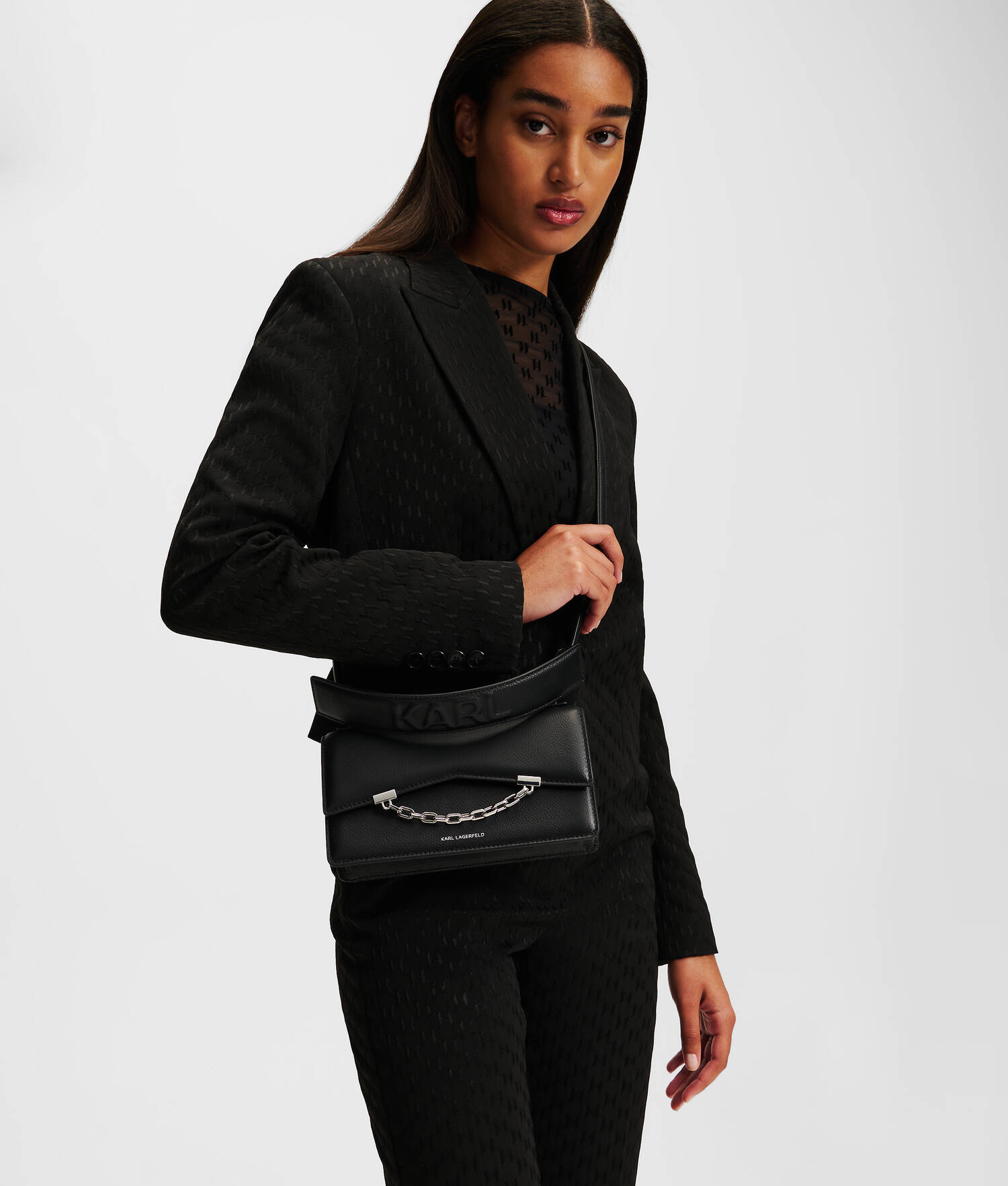 SAC BANDOULIÈRE EN CUIR GRAINÉ K/SEVEN - Noir