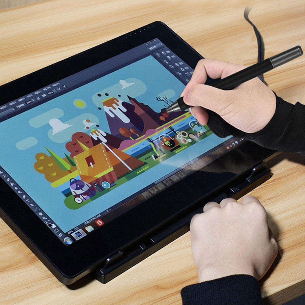 Zweifinger Zeichenhandschuh für Zeichenbrett / Grafiktablet / Lichttisch - Schwarz
