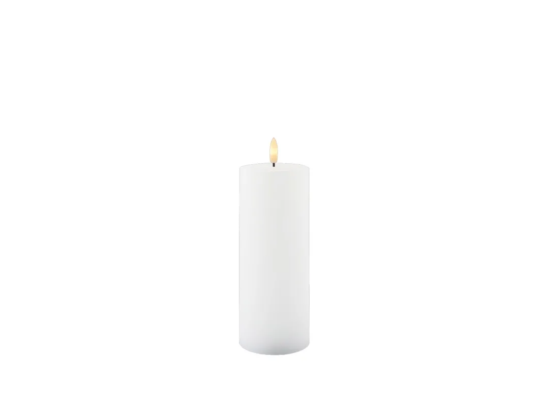 Sirius Sille Genopladelig Bloklys Hvid - Ø 7,5 cm - H 20 cm