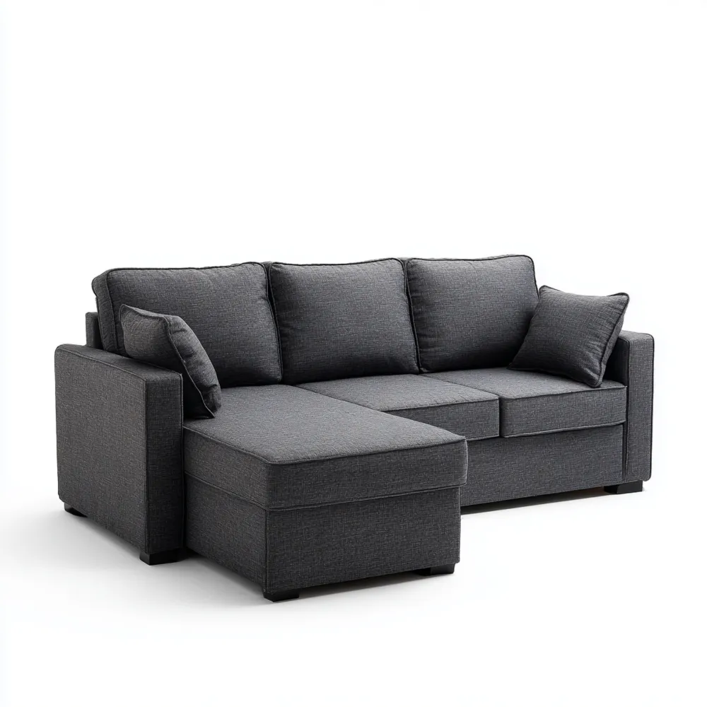 Ecksofa Stoff 250x150x85 cm - Dunkelgrau - Modernes Design