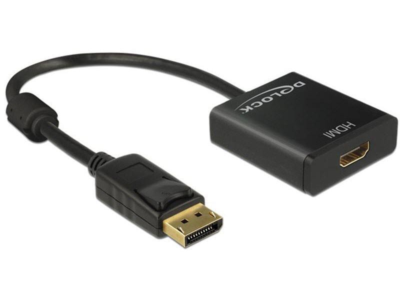 Delock Konverter DP - HDMI Schwarz Adapterkabel, 4K DisplayPort-Stecker auf 4K HDMI-Buchse
