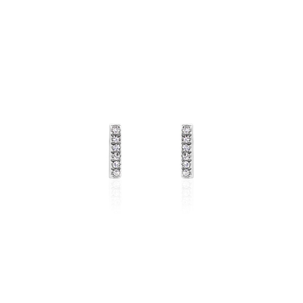 Boucles D'oreilles Puces Aprhodisia Or Blanc Diamant Blanc