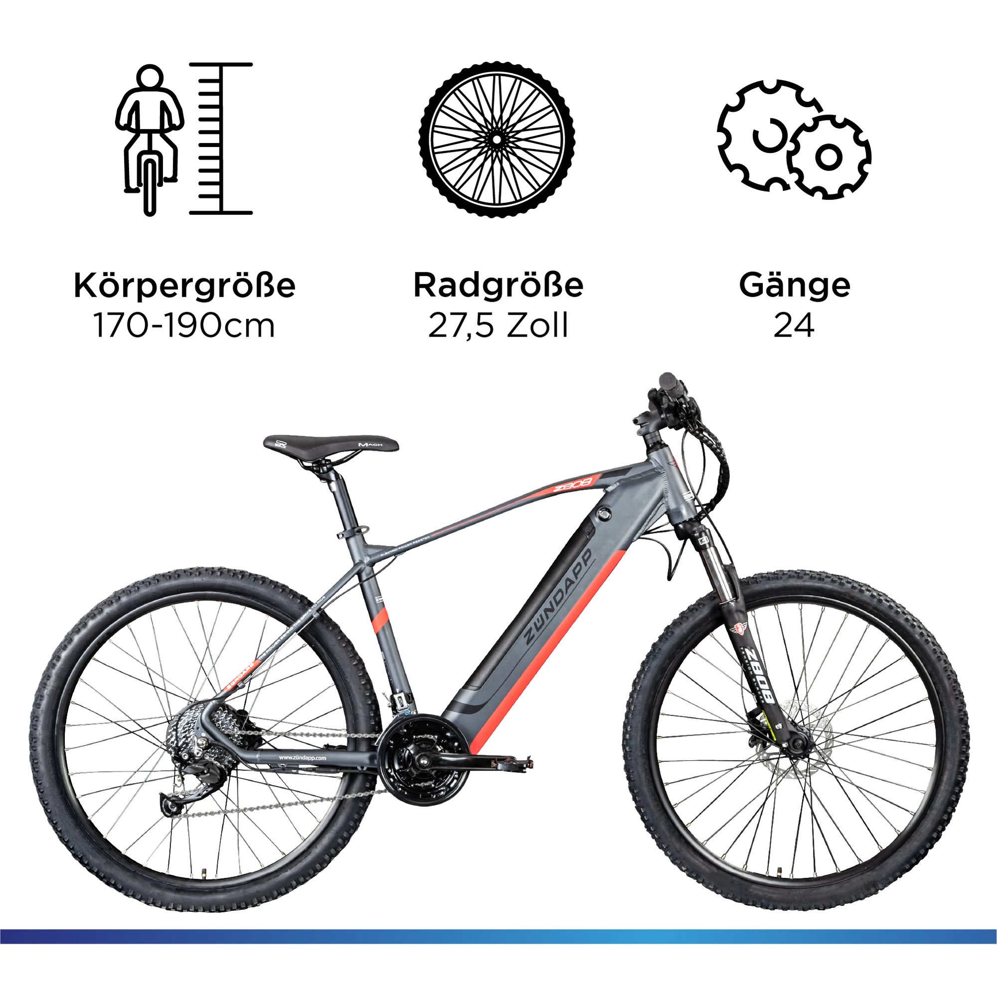 Zündapp Z808 E-Mountainbike für Damen und Herren ab 170 cm E Bike 27,5 Zoll EMTB