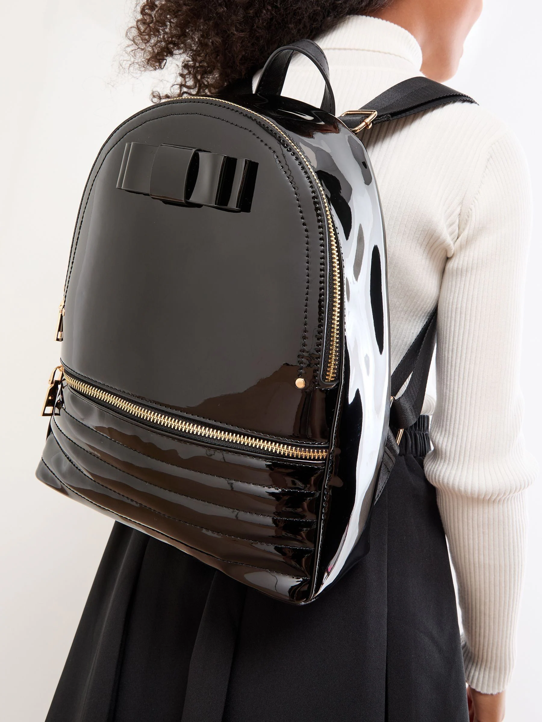Zwart - Lipsy Bow Detail School Backpack