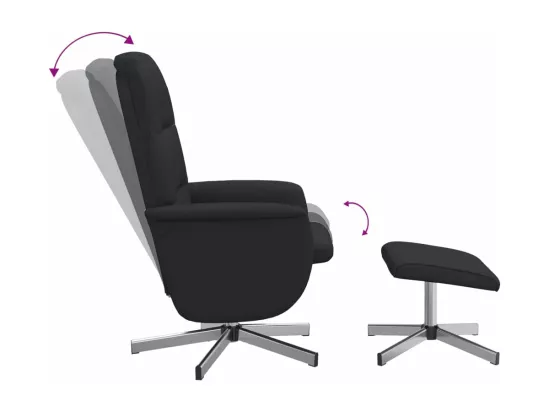 Fauteuil inclinable avec repose-pied noir tissu