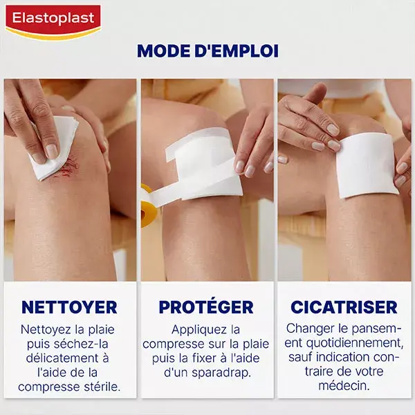 Compressas estéreis Elastoplast para primeiros socorros, 10 cm x 10 cm, 50 unidades