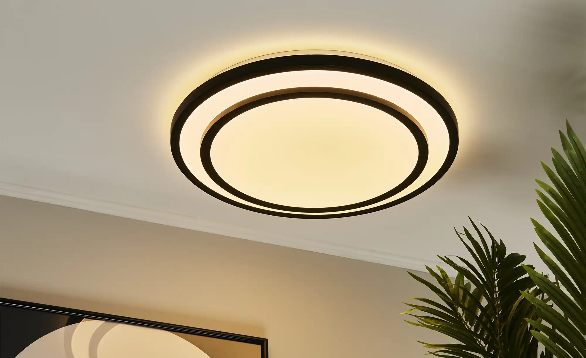 KHG LED-Deckenleuchte, schwarz mit Fernbedienung