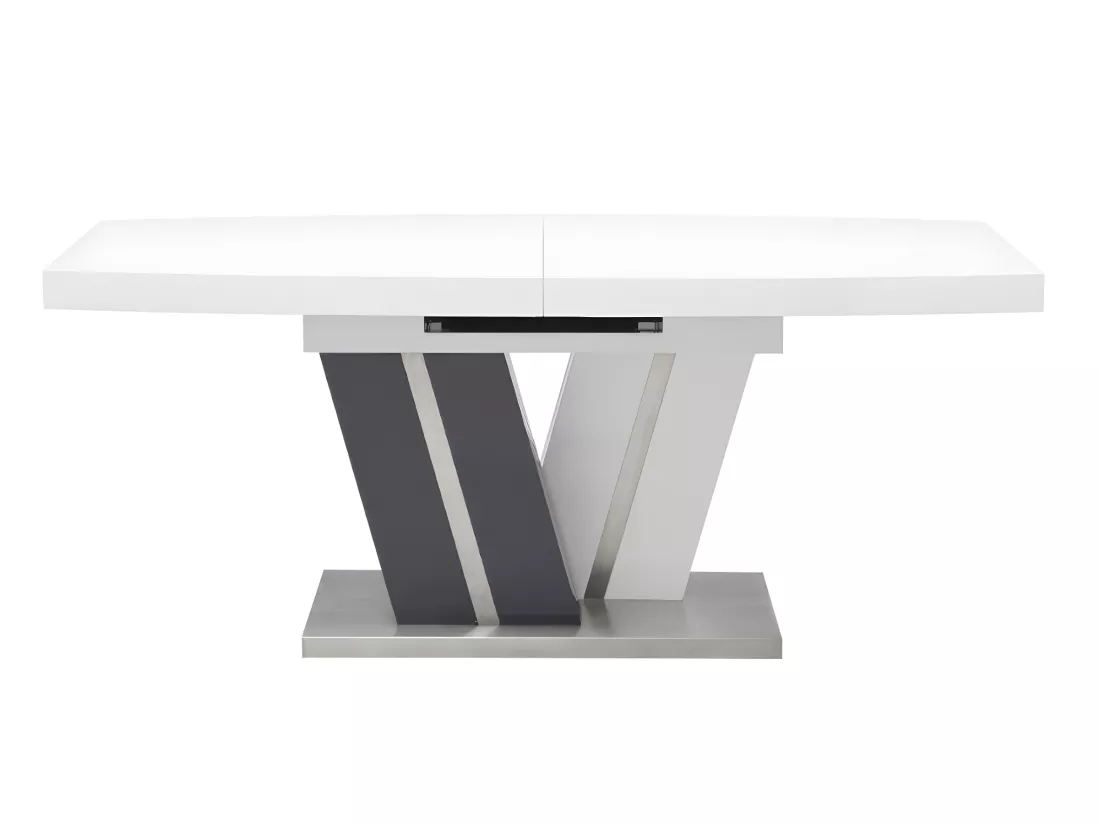 Table à manger extensible NOAMI II - 6 à 8 personnes - MDF laqué gris et blanc