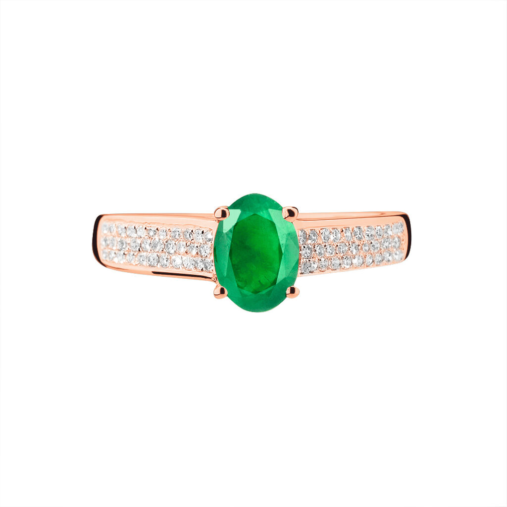 Bague Crista Or Rose Emeraude Et Diamant