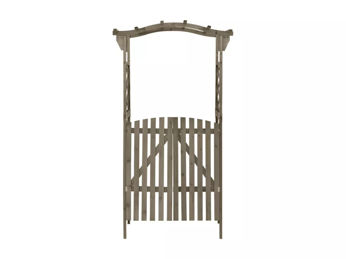 Pergola avec portail 116x40x204 cm Gris Bois de sapin massif
