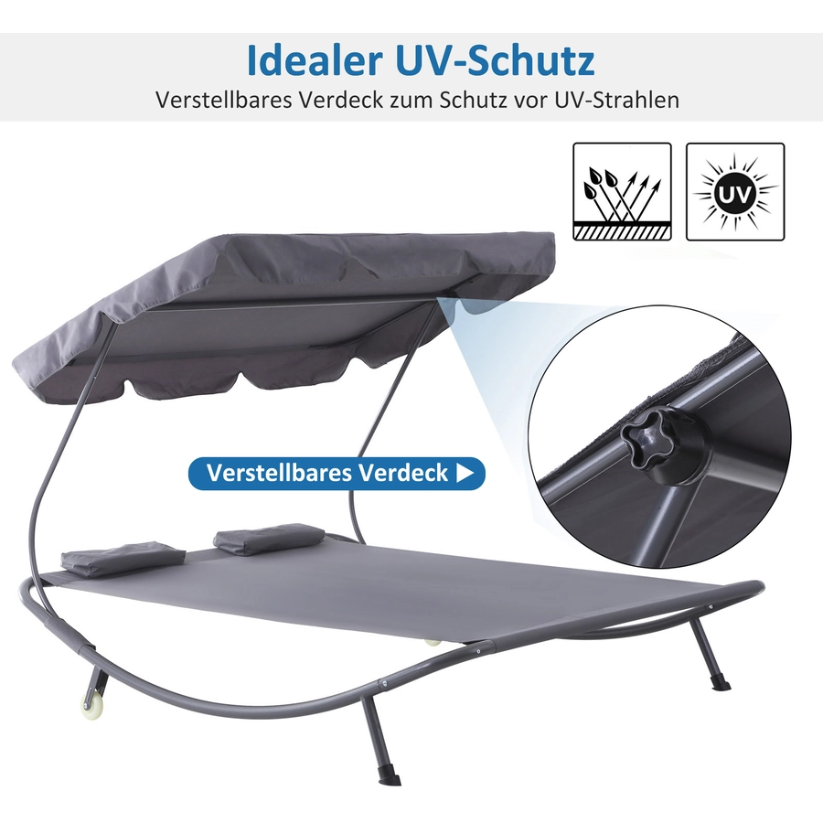 Outsunny Doppelliege mit Dach grau