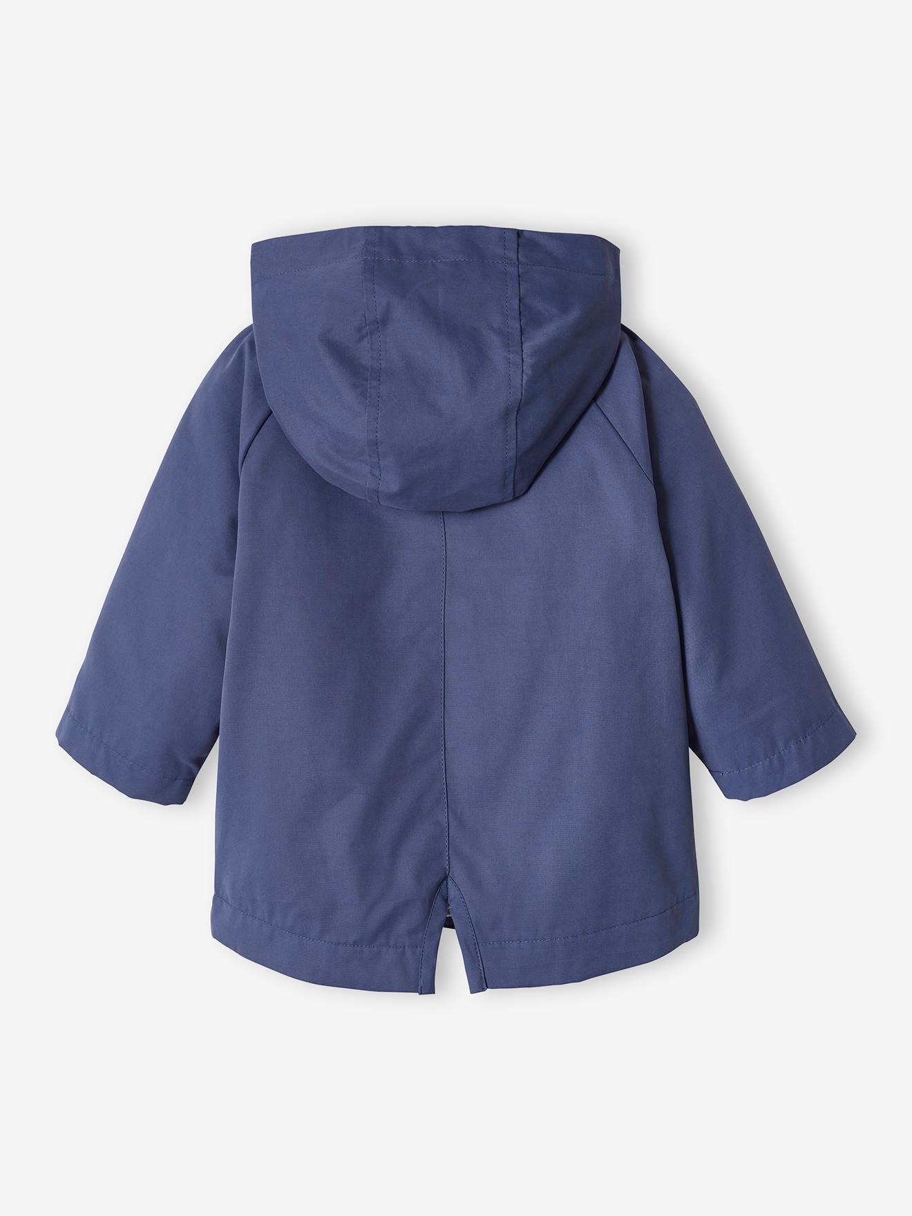 Parka 3 em 1 com jaqueta de lã removível para bebê, azul ardósia