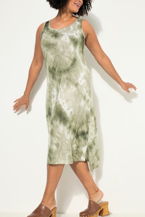 Kleid, A-Linie, Batikdruck, Rundhals, ärmellos