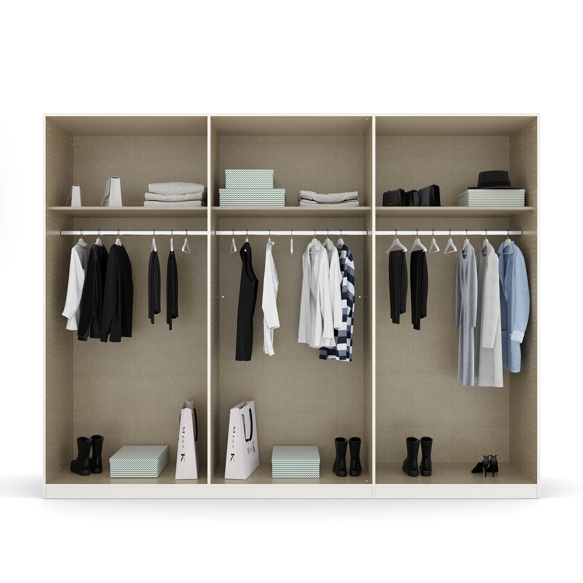 Drehtürenschrank - alpinweiß matt - alpinweiß - 271 cm