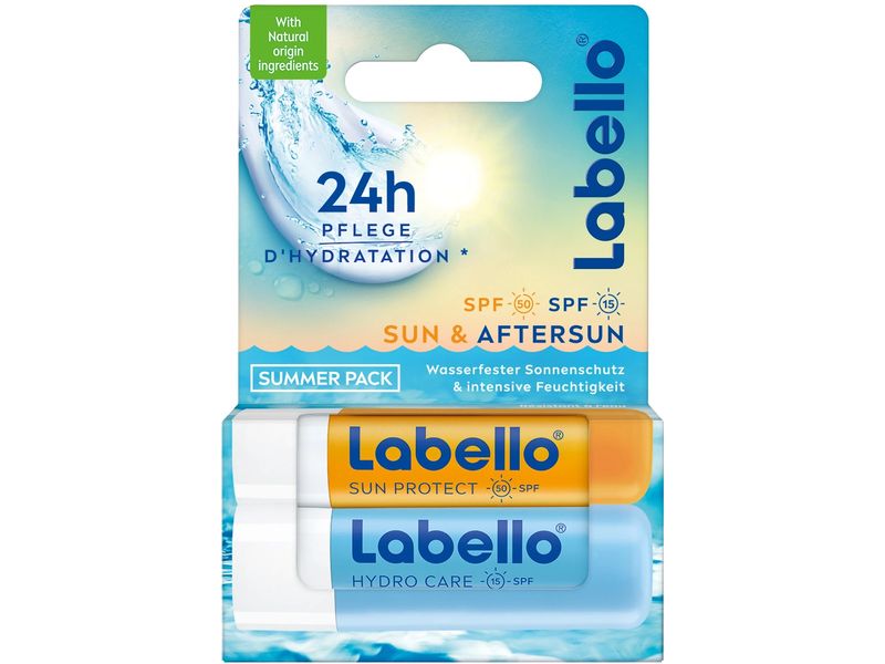 LABELLO Lippenbalsam Sun and Hydro Summerpack Sun und Aftersun Lippenpflegeset für geschützte und zarte Lippen