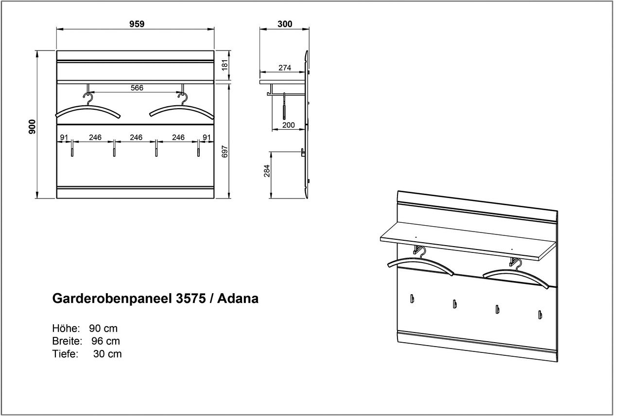 MID.YOU Garderobenpaneel ADANA