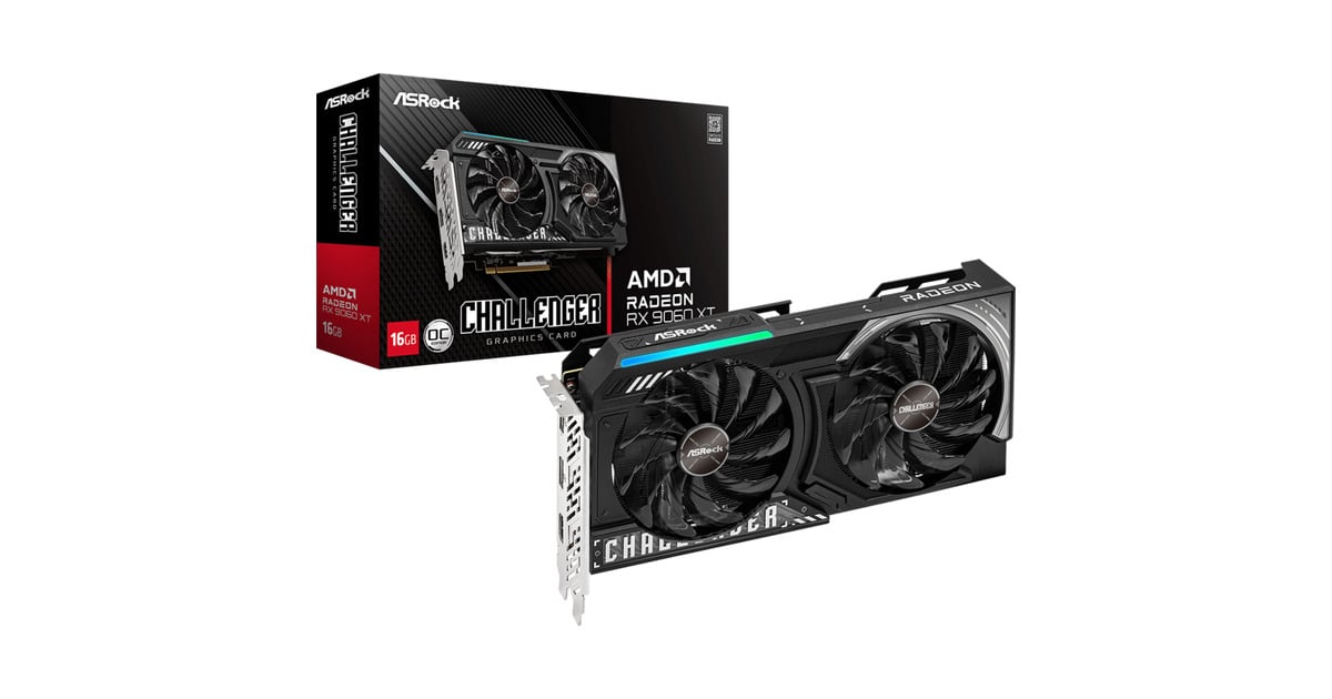 ASRockRadeon RX 9060 XT Challenger OC 16GB grafische kaart  (2x DisplayPort, 1x HDMI)