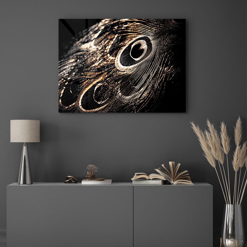 Walljar acrylglas schilderij - Peacock Feathers Acrylglas schilderij - 70 x 100 cm