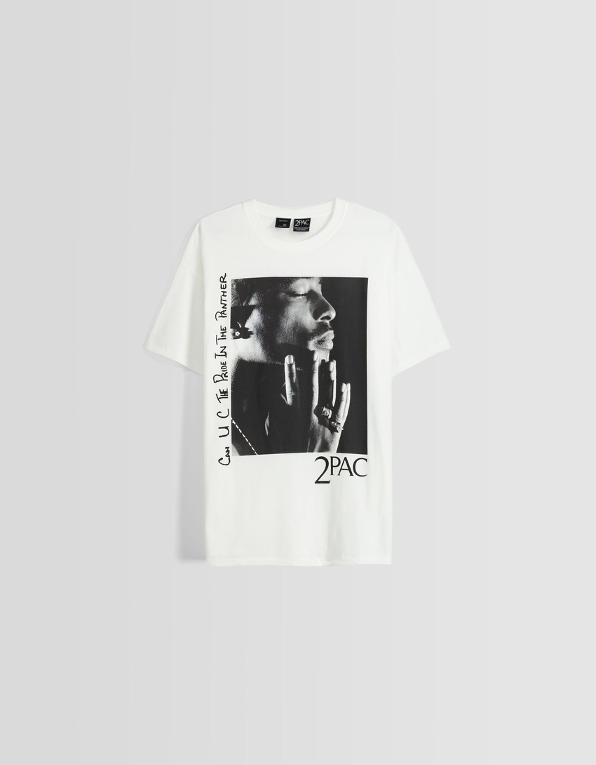 Camiseta oversized de manga curta com estampa do Tupac