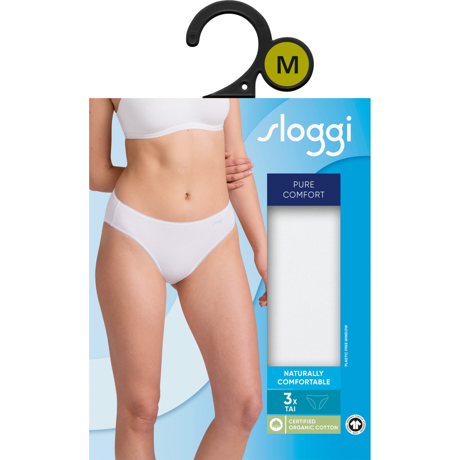 Sloggi Damen-Slip 3er Pack Pure Comfort Tai S, weiss