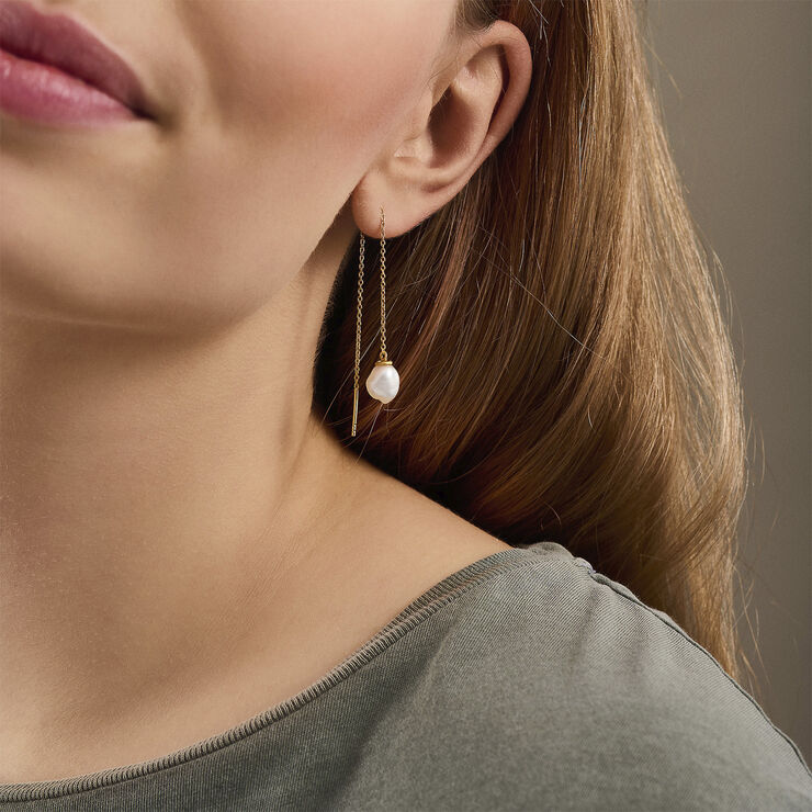 Pernille Corydon Jewellery Lagoon Earchains 10 cm Baroque pearl Sølv