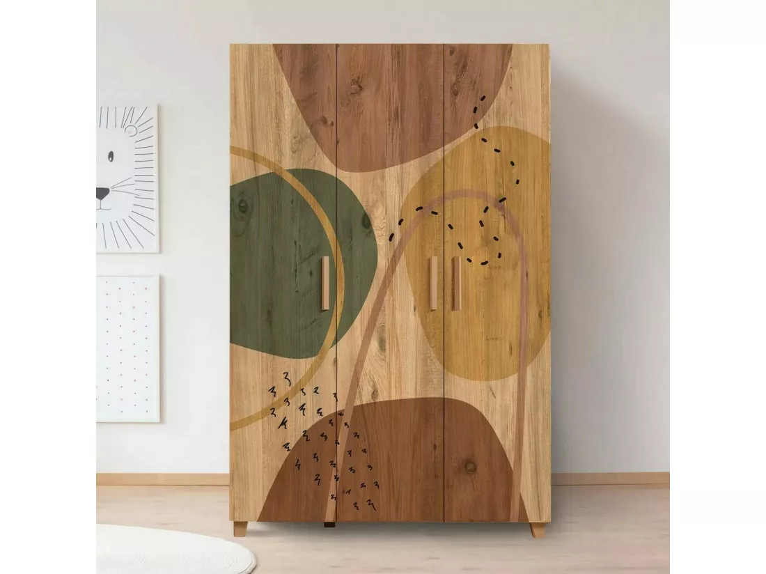 Garde-robe 3 portes Dpiacer, Meubles de chambre, Penderie de plain-pied, Placard à vêtements, 120x48h189 cm, Chêne