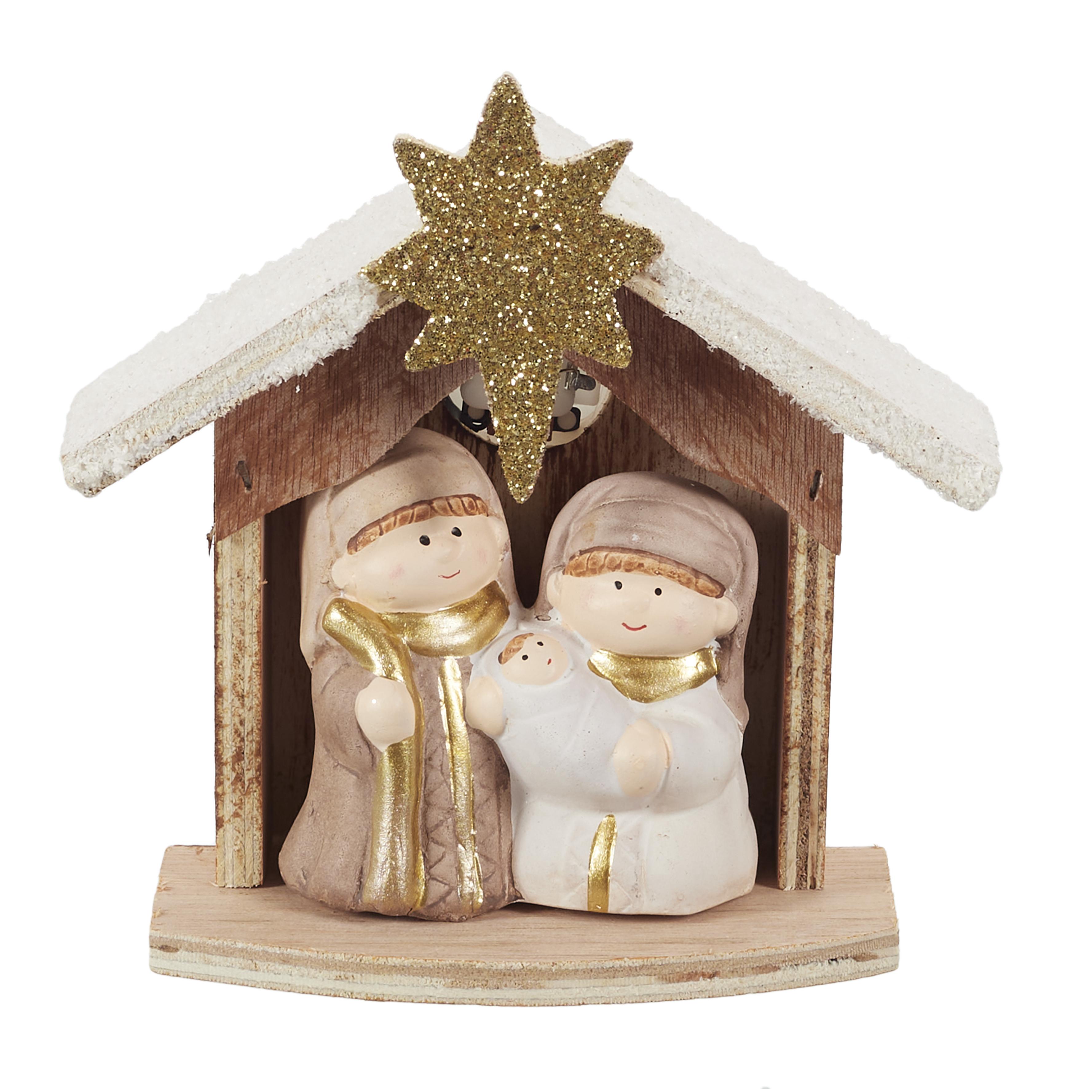 CRECHE NOEL ETOILE 3 PERSONNAGES 15X6.5X15.5CM