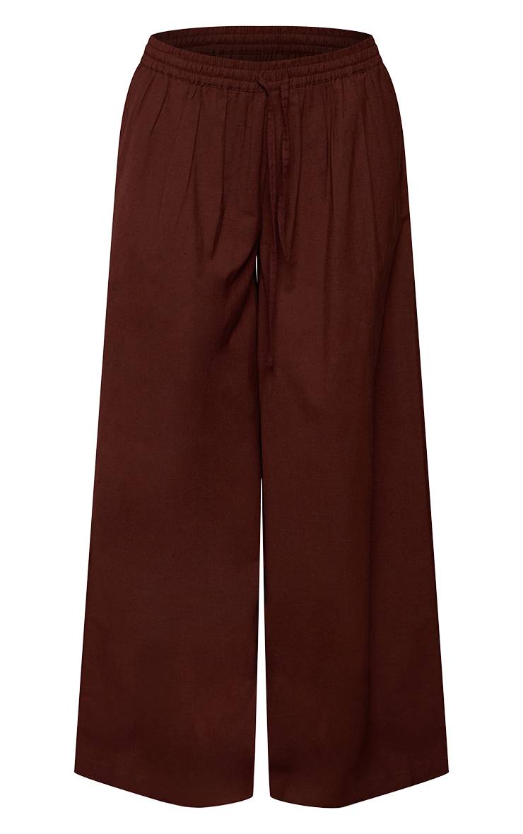 Chocolat Pantalon Large À Jambes Évasées Avec Nœud Frontal Coordonné