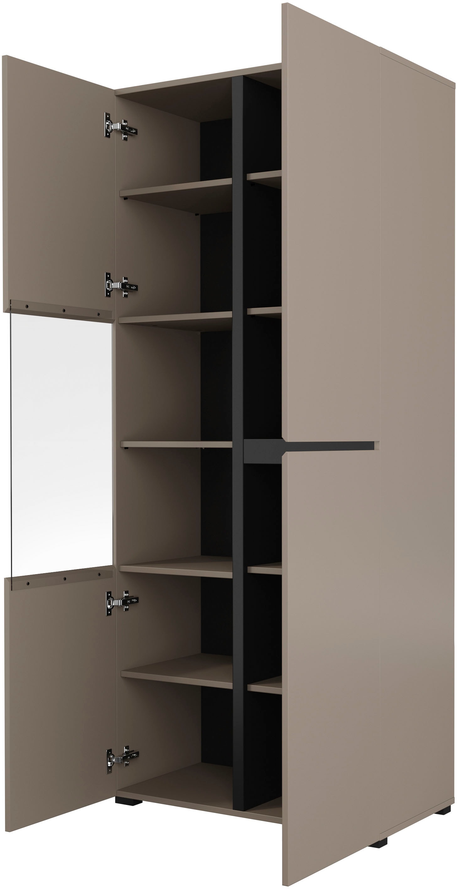 INOSIGN Vitrine »Cross, Höhe 183,5 cm, moderne grifflose Standvitrine mit 3 Türen« Hochschrank mit viel Stauraum, Glastür und verstellbaren Einlegeböden