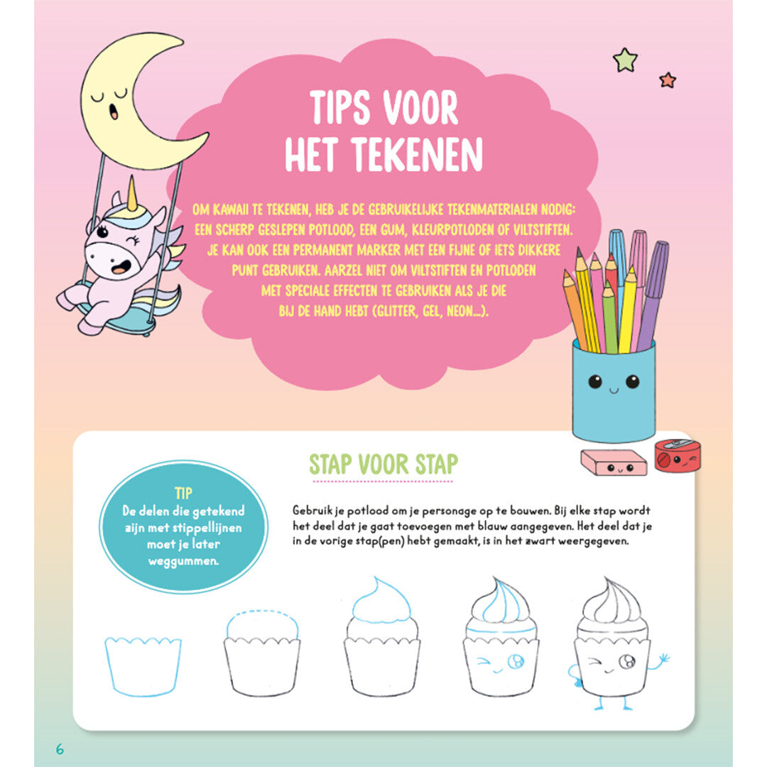 Uitgeverij deltas kawaii tekenen stap voor stap