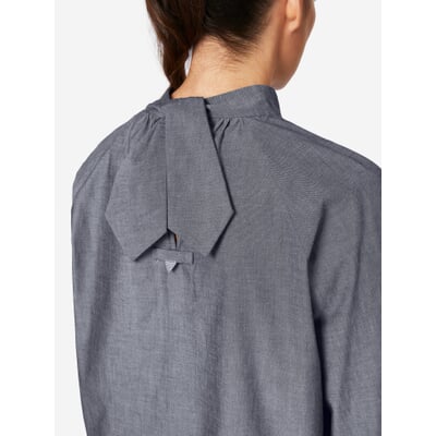 Damen-Schlupfbluse Chambray, Mittelblau