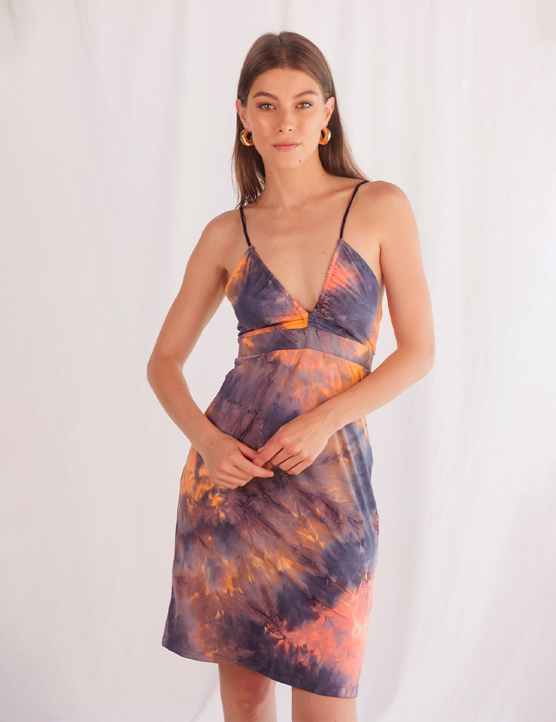 HBT DRESS CODE PRINT | REINA ROBE ORANGE