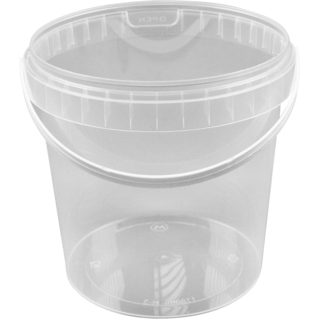 Bak, PP, 1180ml, Ø133mm, met hengsel, incl. deksel, transparant