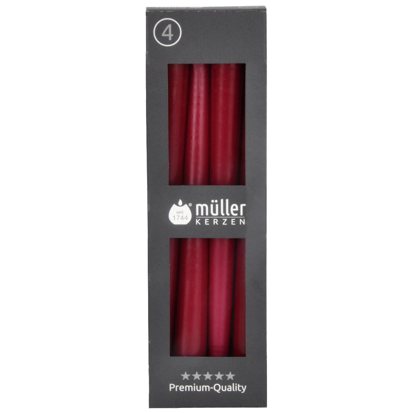 Spitzkerzen 4er-Pack - weinrot - 24,5 cm hoch