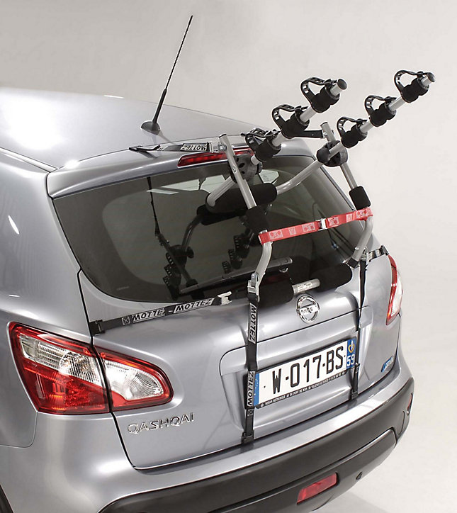 Porte-vélos pour voiture Mottez fixation à sangles capacité 3 vélos charge maxi 45 kg