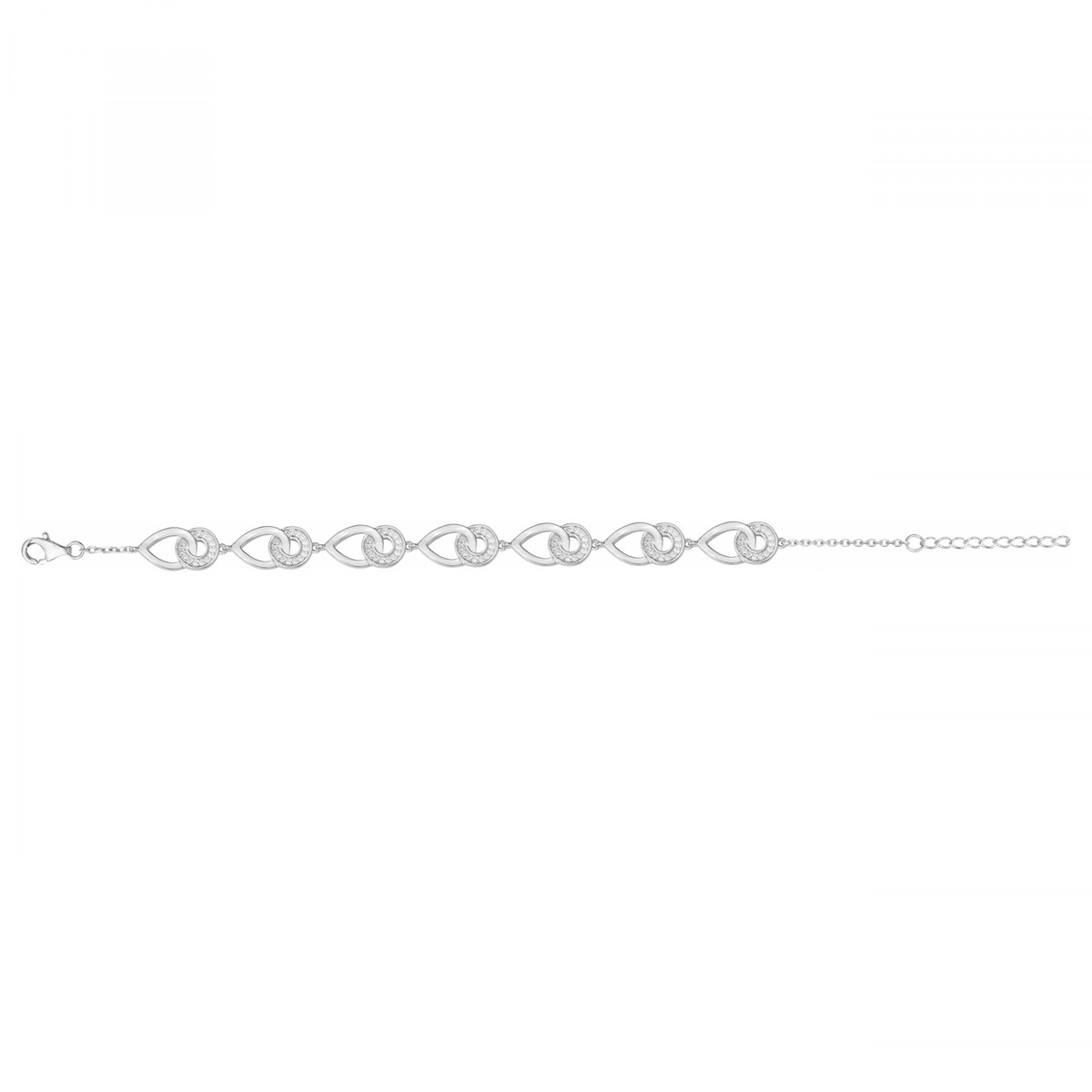 Bracelet souple multi-motifs en Argent avec oxyde de zirconium blanc
