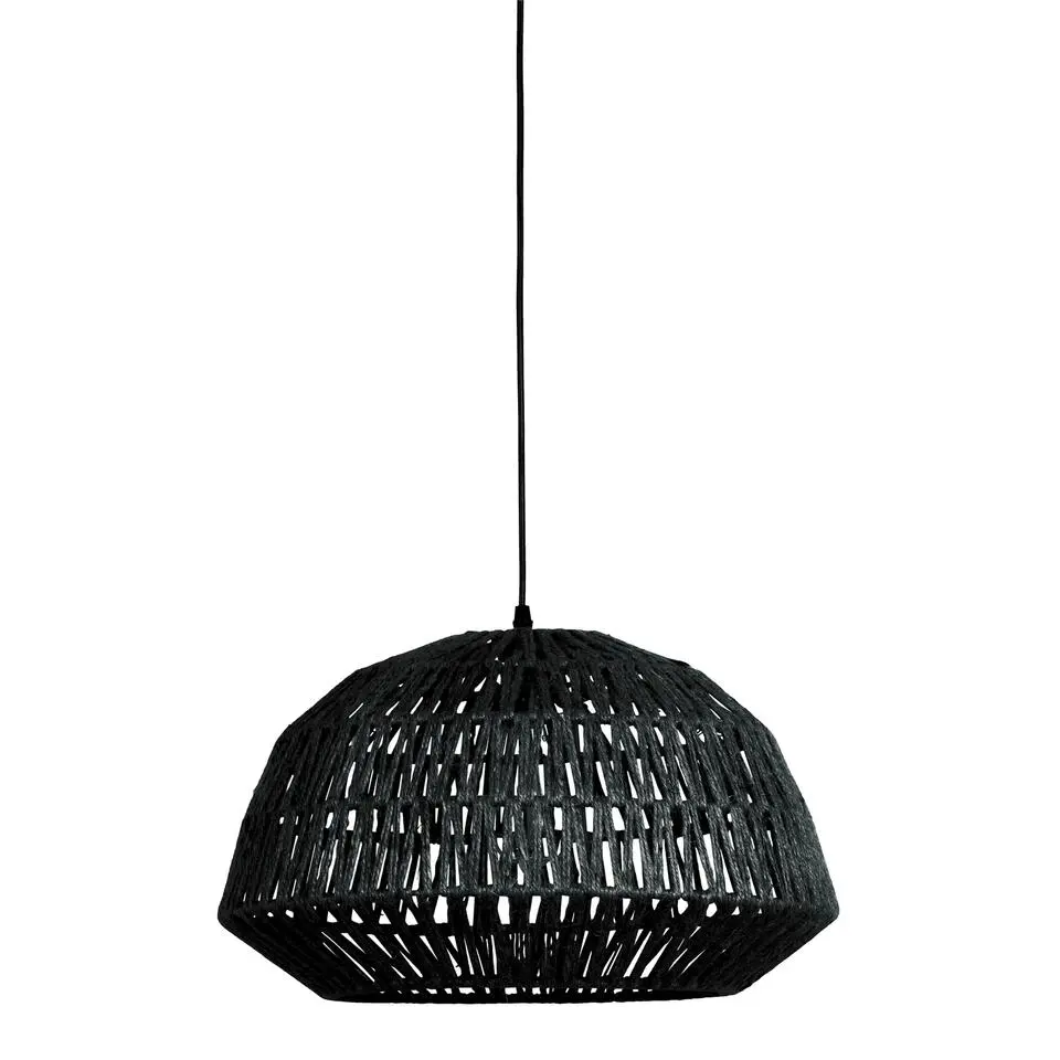 WOOOD Kace Hanglamp - Jute - Zwart - 26x45x45