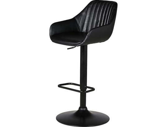 CONCEPT1 - Tabouret de bar Moss noir PU (plan) avec piston