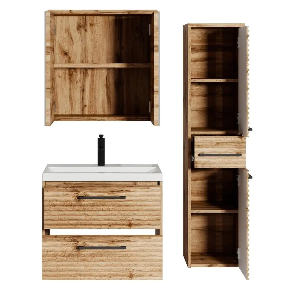 Badplaats Badkamermeubel Set Etna 60 cm – Eiken – Hangend Badmeubel met