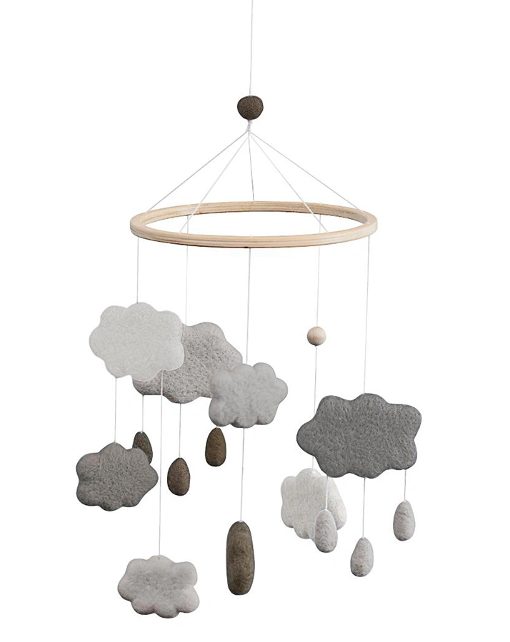 Filz-Mobile WOLKEN in warmen grau