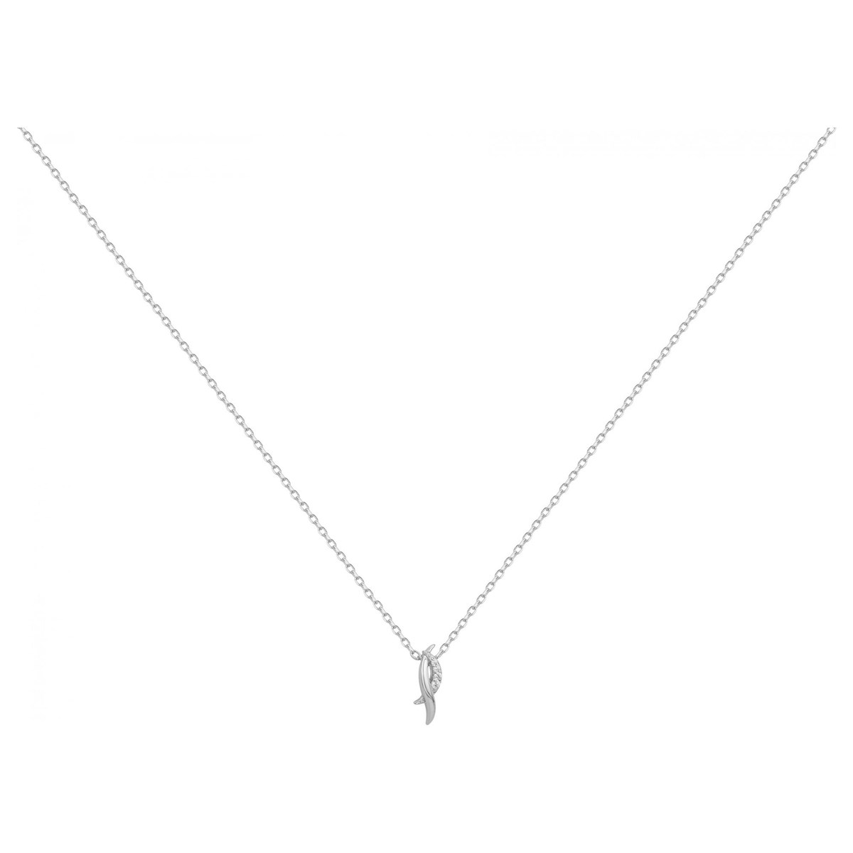 Collier mono-motif en Argent avec oxyde de zirconium blanc