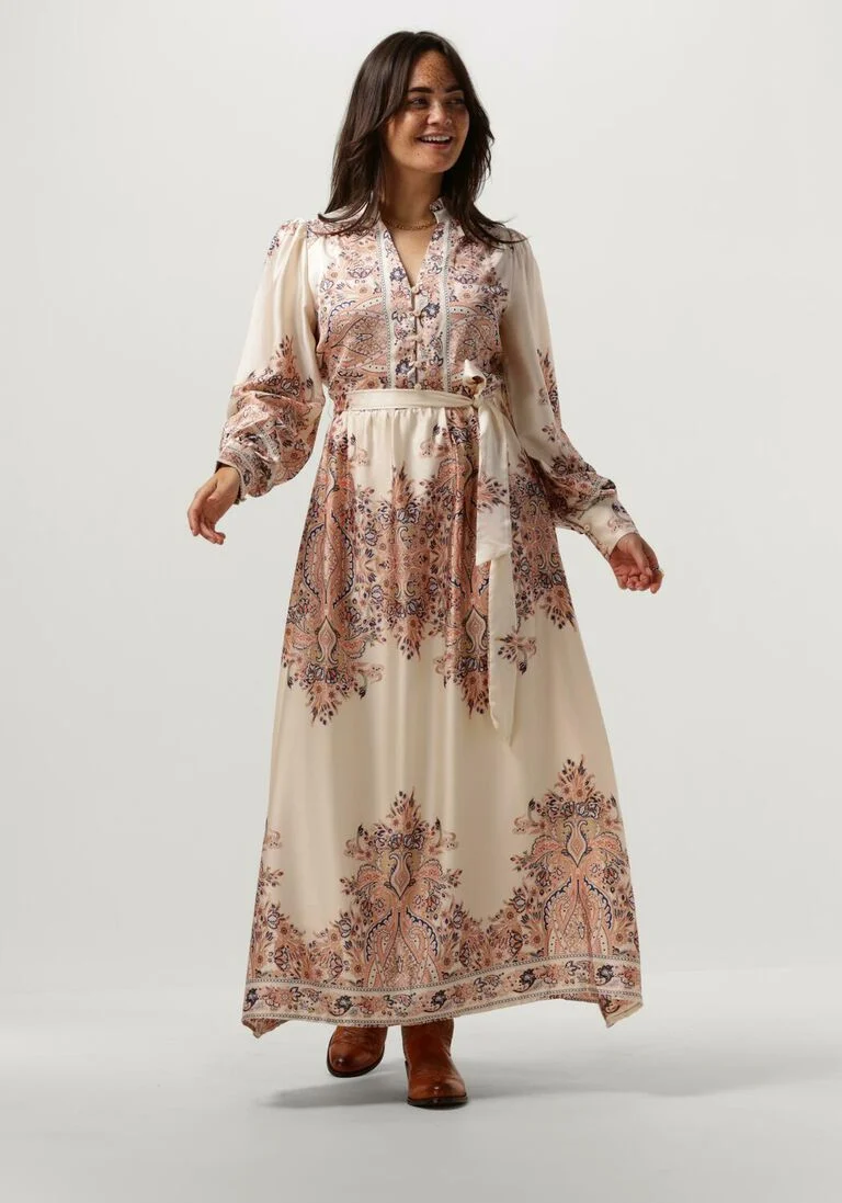 NEO NOIR creme neo noir maxi jurk nova paisley border dress