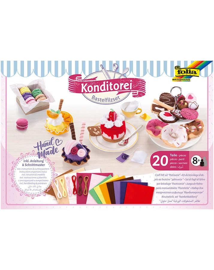 Filz-Bastelset KONDITOREI 20-teilig in bunt