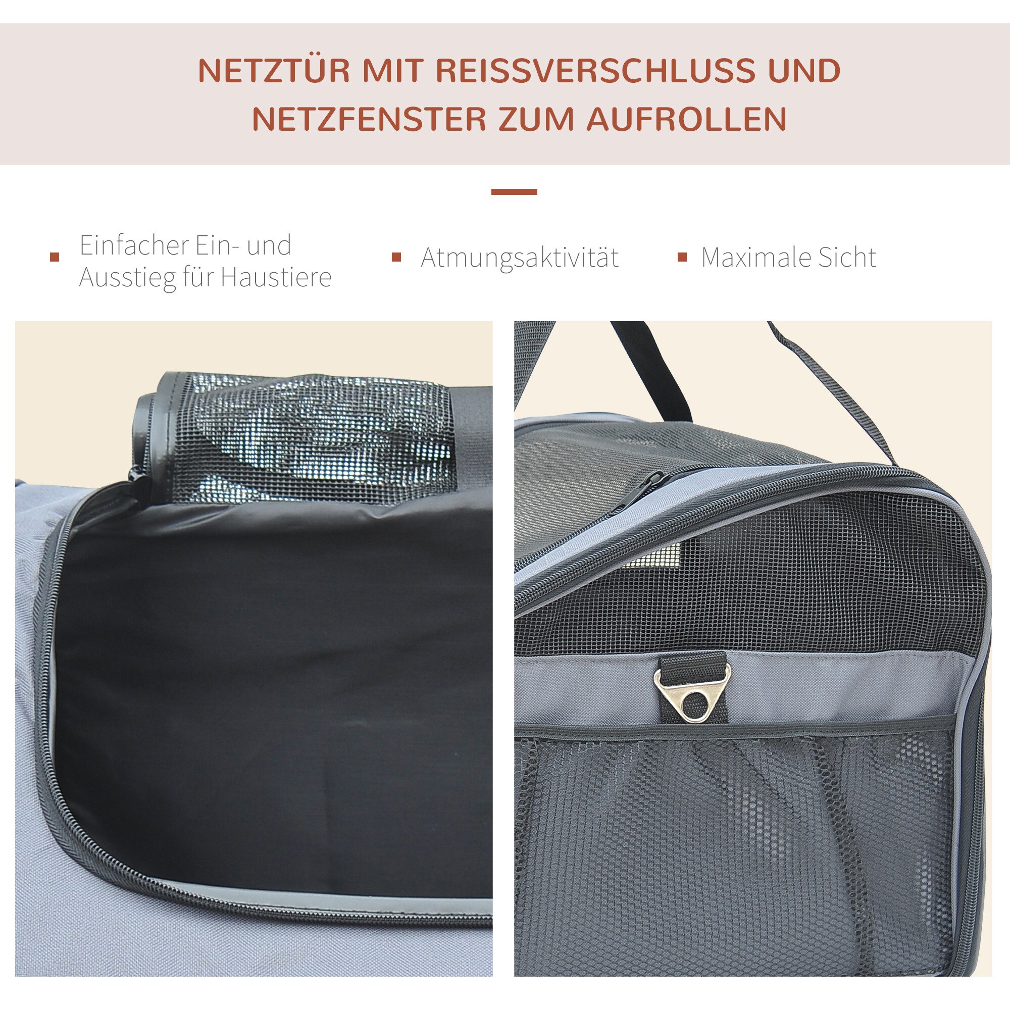 PawHut Hundebox fürs Auto faltbar grau 41 x 34 x 30 cm (LxBxH)