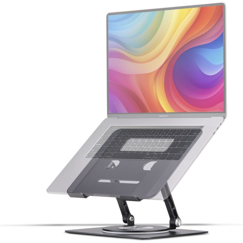 StarTech.com Support Rotatif pour PC Portable, Base Pivotante à 360°, Support Rotatif pour Bureau, Hauteur et Inclinaison Réglables, Poids Max 5kg, Construction en Aluminium, Design Portable