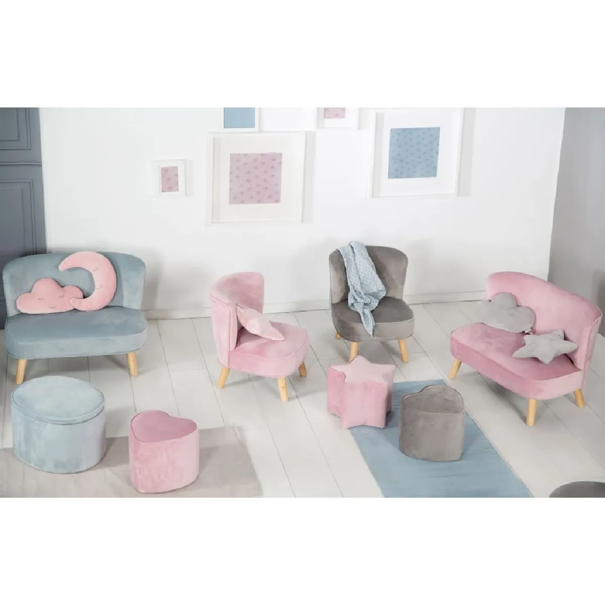 Roba Pouf cœur pour enfants - Rose mauve
