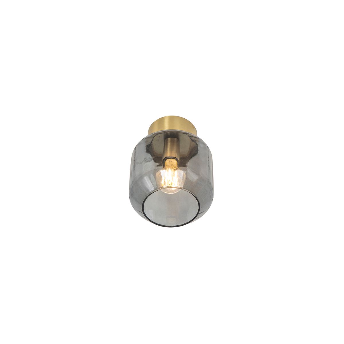 Smart plafondlamp messing met smoke glas incl. Wifi A60 - Stiklo